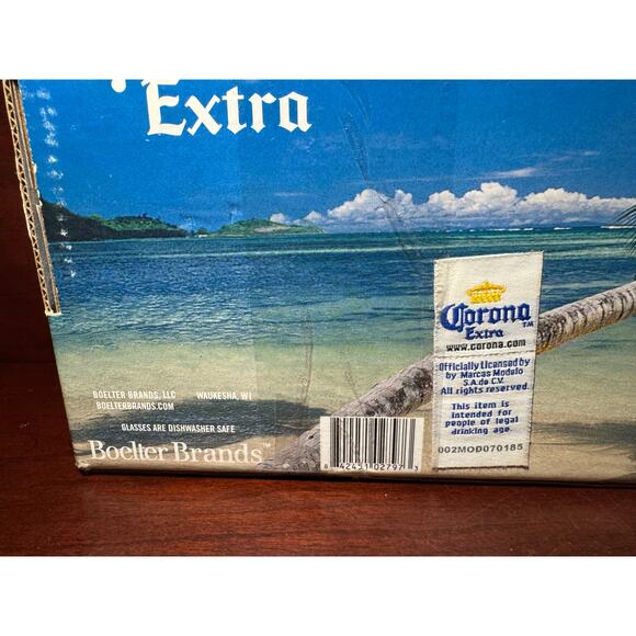 2007 Corona Extra Pub Glass Collection 16oz Beer Glasses Gift Set Four 4 Glasses - Picture 9 of 12